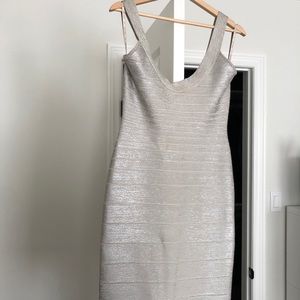 Herve Leger Catherine - Foil bandage dress scoop